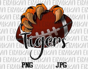 Tigers Football PNG JPG Athletic Teams not Svg Go Tigers Football Team Tigers Claw Stripes Sublimation Printable Design Shirts Tee Print