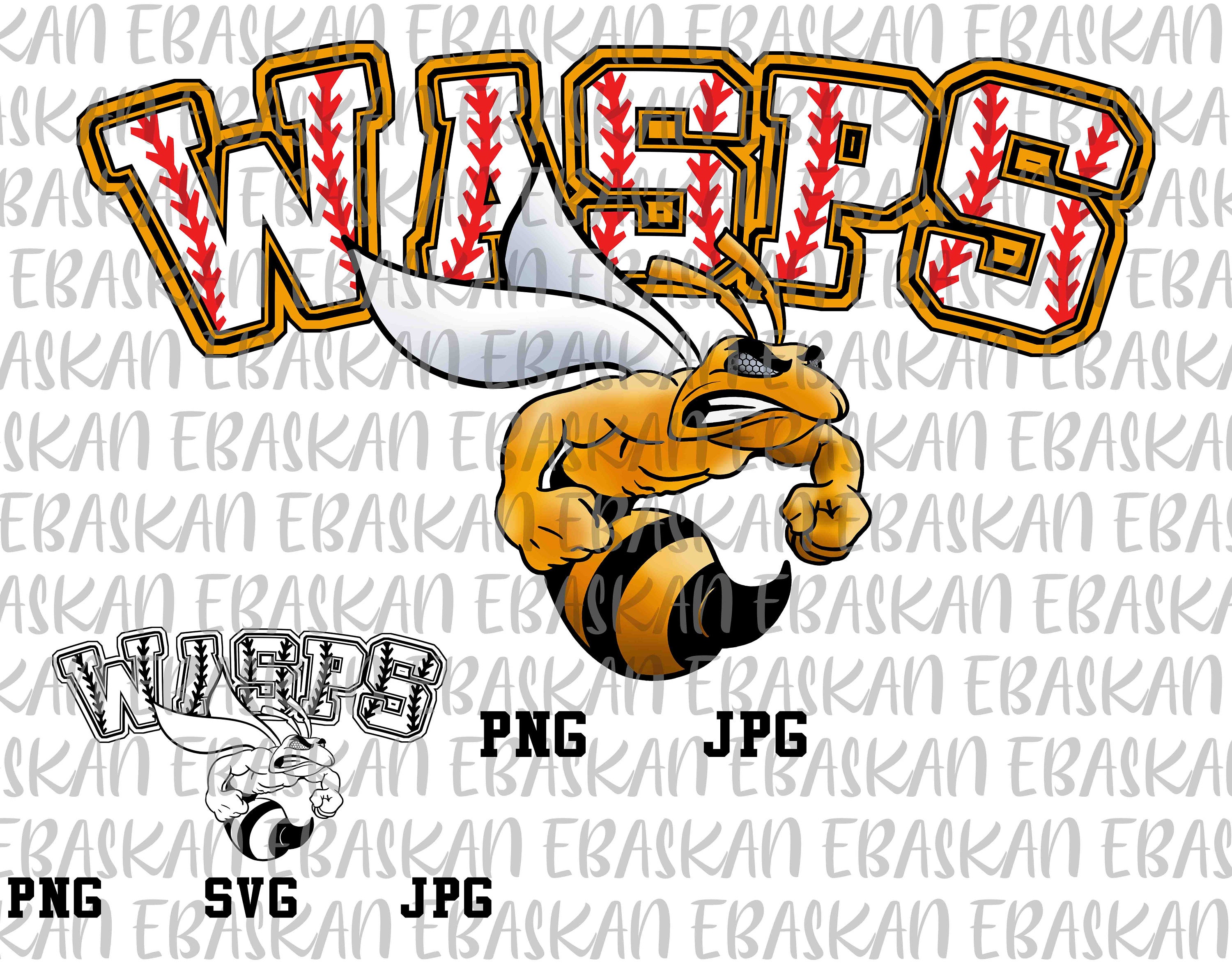 Wasps Baseball PNG SVG Athletic Teams Png Svg Go Wasps PNG Bees Football Baseball Softball Volleyball Sublimation Print Dtg Dtf Vinyl Cricut