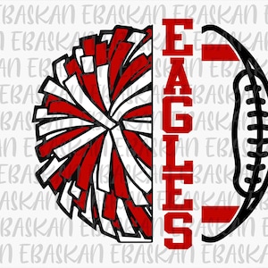 Cheer Eagles Football Pom Pom Teams PNG SVG EPS Go Eagles Cheerleader Football Team Eagle Sublimation Druckbares Design Dtg Dtf Cricut Vinyl