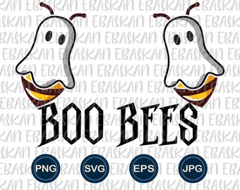 Boo Bees Halloween Ghost Bee PNG SVG, Funny Trick or Treat (Digital Download)
