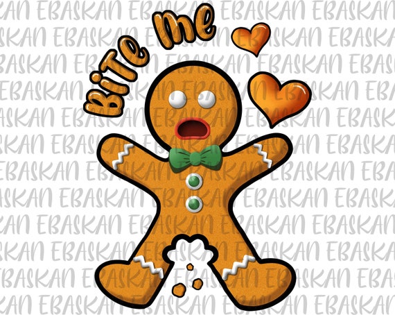 Gingerbread Man Bite Me PNG, Valentines Day Design (Digital Download)