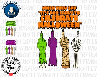 Funny Halloween Middle Finger PNG | Spooky Shirt Design (Digital Download)