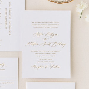 Classic Wedding Invitation Suite, Elegant Wedding Invite Set, Printed