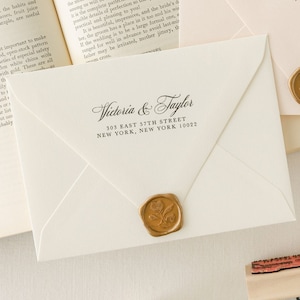 Wedding Address Stamp, Custom Rubber Stamp, Return Address, Wood Handle, Personalized Gift, Engagement Gift