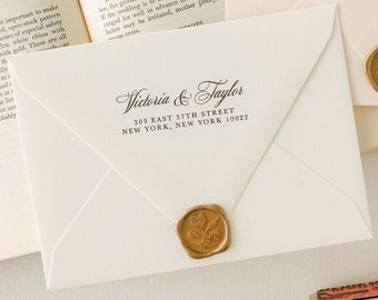 Wedding Address Stamp, Custom Rubber Stamp, Return Address, Wood Handle, Personalized Gift, Engagement Gift