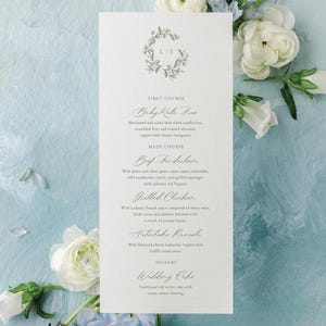 Printed Menu Cards for Garden Wedding, Sage Green