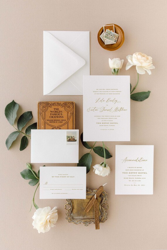 Paper &amp; Party Supplies Classic Letterpress Wedding Invitations with RSVP Paper etna.com.pe
