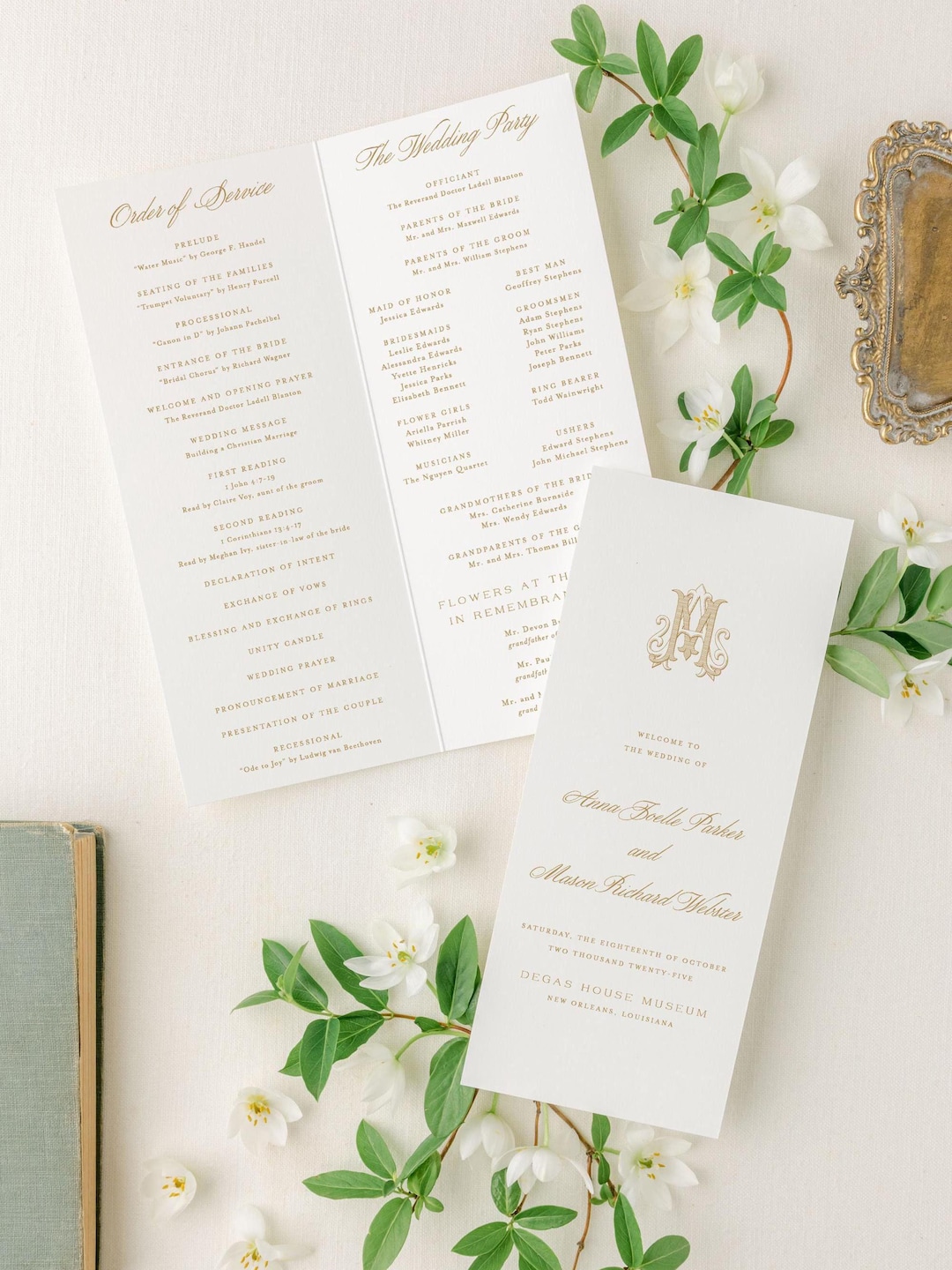 Printed Ceremony Program for Wedding, Folded Custom Programs - Etsy