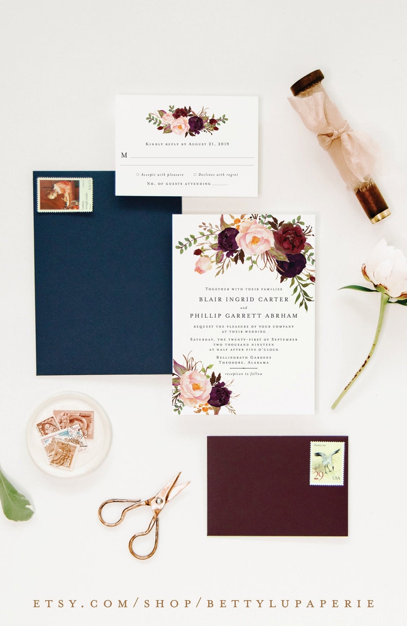 Bohemian Wedding Invitation Suite Boho Wedding Invite Boho | Etsy