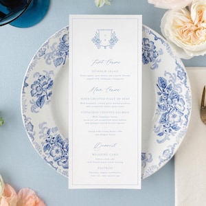 Elegant Wedding Menu Card Printed with Monogram