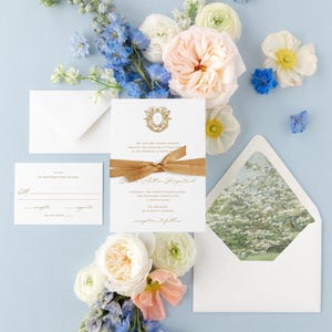Elegant Wedding Invitations Printed with Monogram, Envelope Liners, Custom