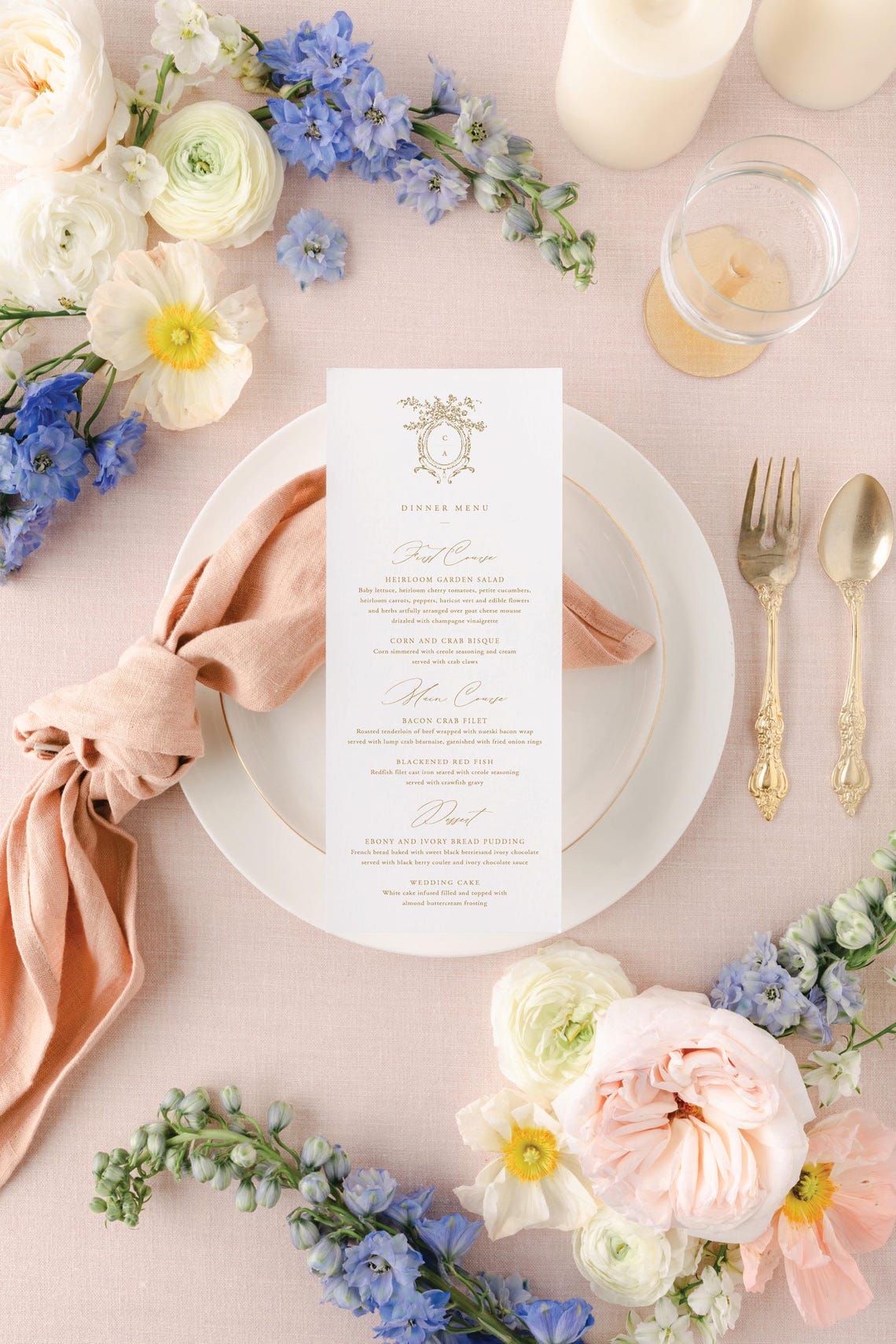 Elegant Wedding Menus, Printed Wedding Menu Cards - Etsy