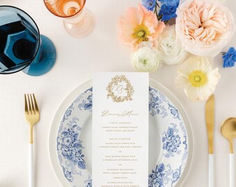Elegant Reception Menu Card Wedding, Printed