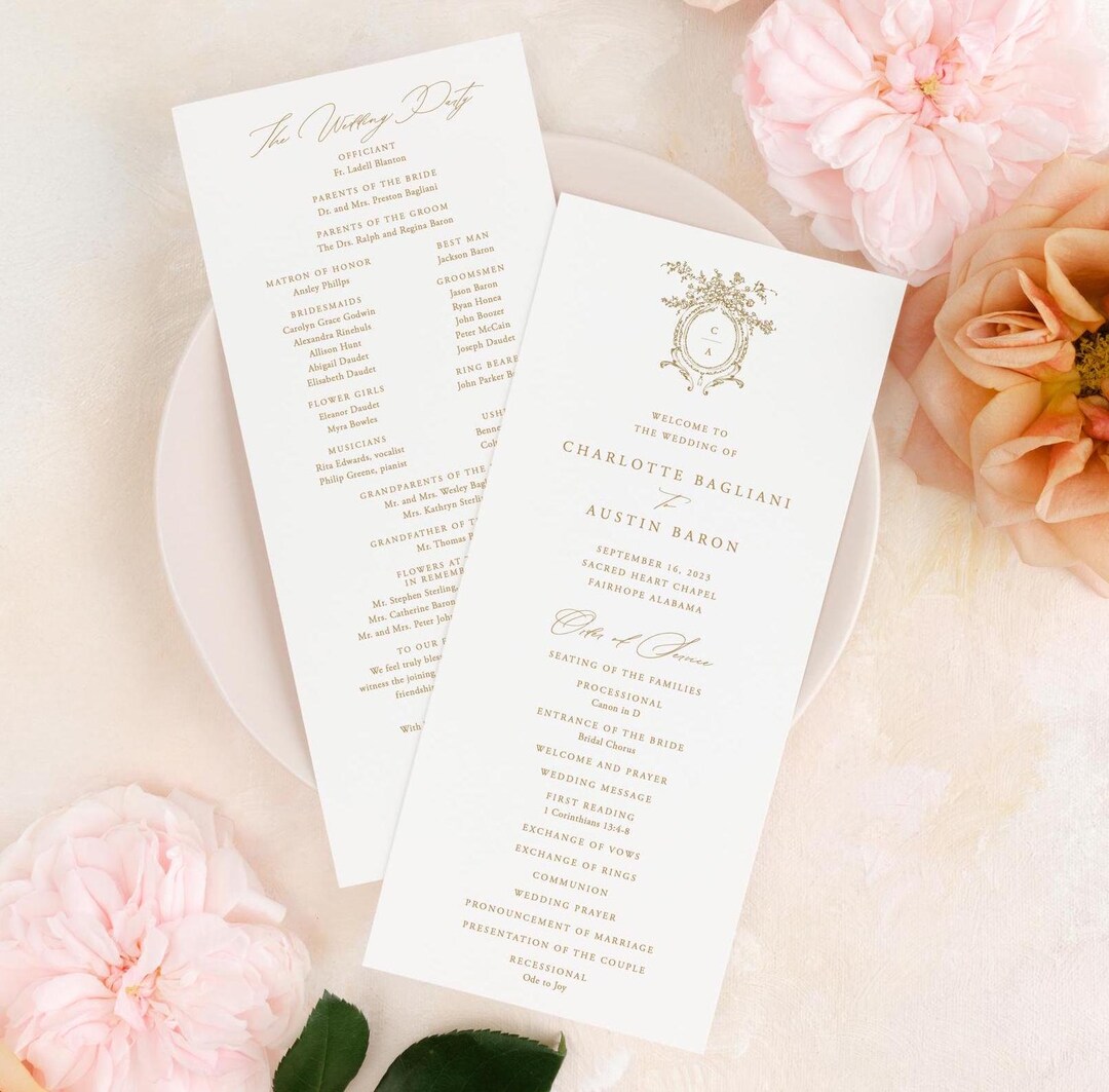 Reception Program Cards Printed Wedding Program Cards for Ceremony - Etsy