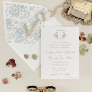 Dusty Blue Wedding Invitations Letterpress
