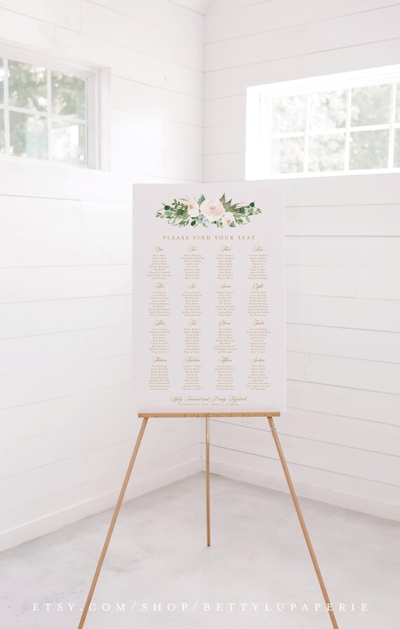 Wedding Table Decor Seating Chart Blush Wedding Decor Sign Etsy