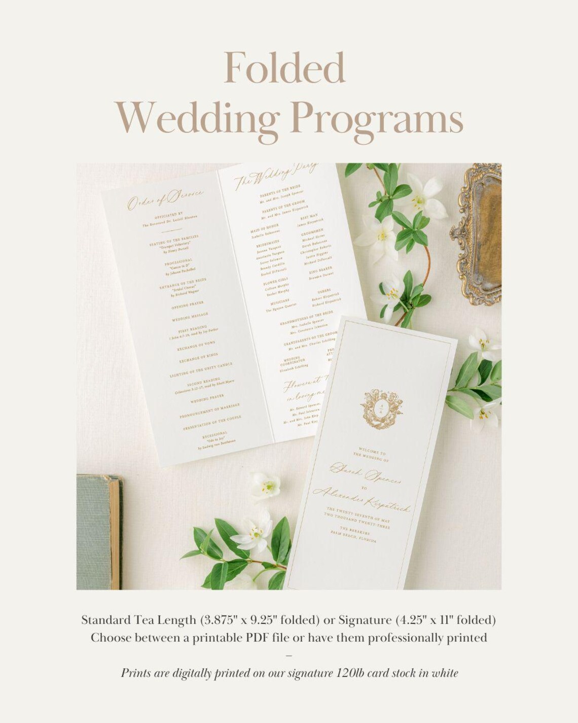 Printed Ceremony Program for Wedding, Folded Custom Programs - Etsy
