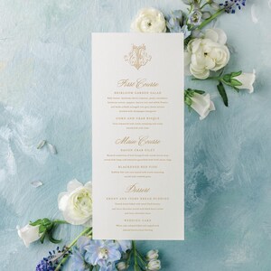 Printed Wedding Menu Cards with Monogram