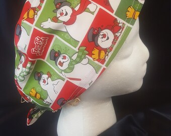 Frosty The Snowman Tie Back Surgical Scrub Hat Christmas