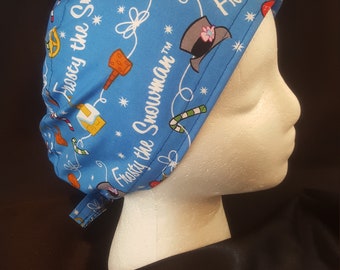 Vintage Frosty The Snowman Tie Back Surgical Scrub Hat Christmas