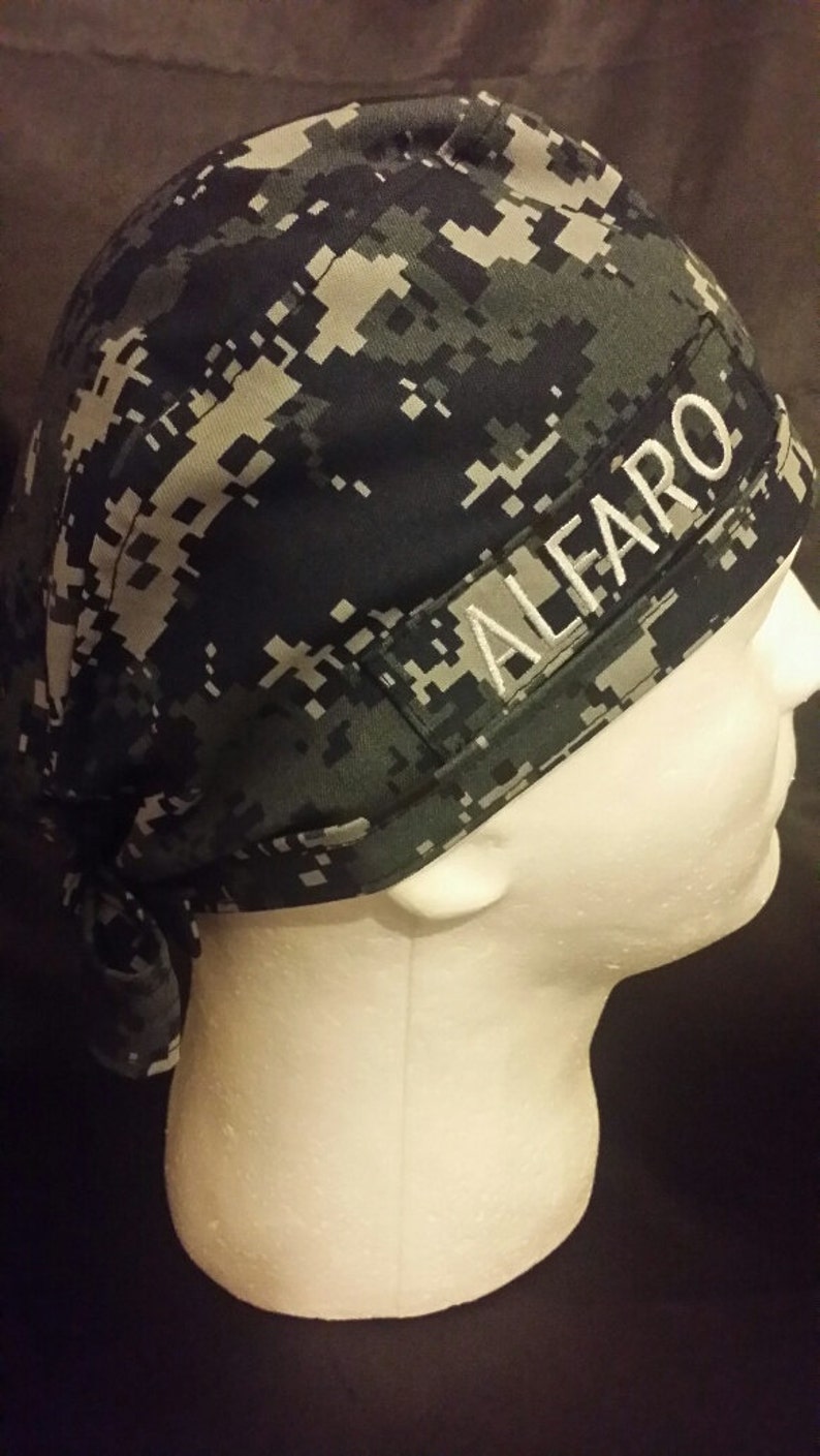 US Navy NWU Blue Camo Tie Back Surgical Scrub Hat