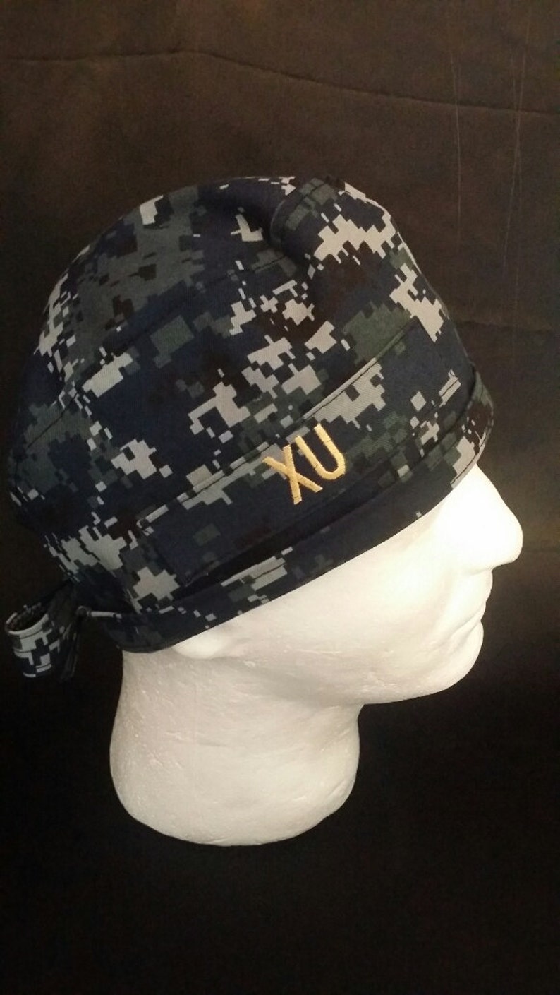 US Navy NWU Blue Camo Tie Back Surgical Scrub Hat