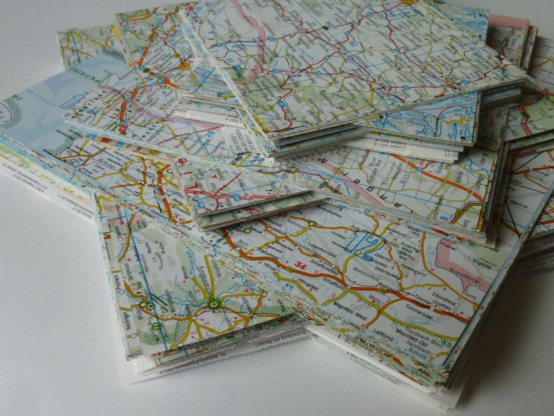 20x20cm Origami-Papier MAP Landkarte 15 Blatt recycelt Bild 1
