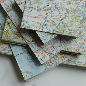 15 x 15 cm Origami Paper MAP Map 20 sheets Recycling image 1