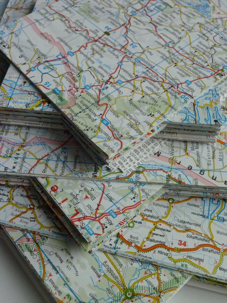 15 x 15 cm Origami Paper MAP Map 20 sheets Recycling image 2