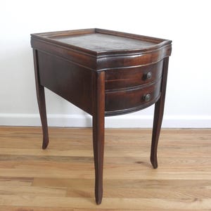 Antique Regency End Table, Nightstand Bedside Table, Mahogany Bow Front with Drawer, Traditional Regency Style