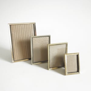 Vintage Small Gold Metal Frames- Set of 4 Small Rectangle Frames- Photo Frame Size 5&quot;x7&quot; / 5&quot;x4&quot; / 4.25&quot;x3.25&quot; / 3&quot; x 2&quot; Mini Frame