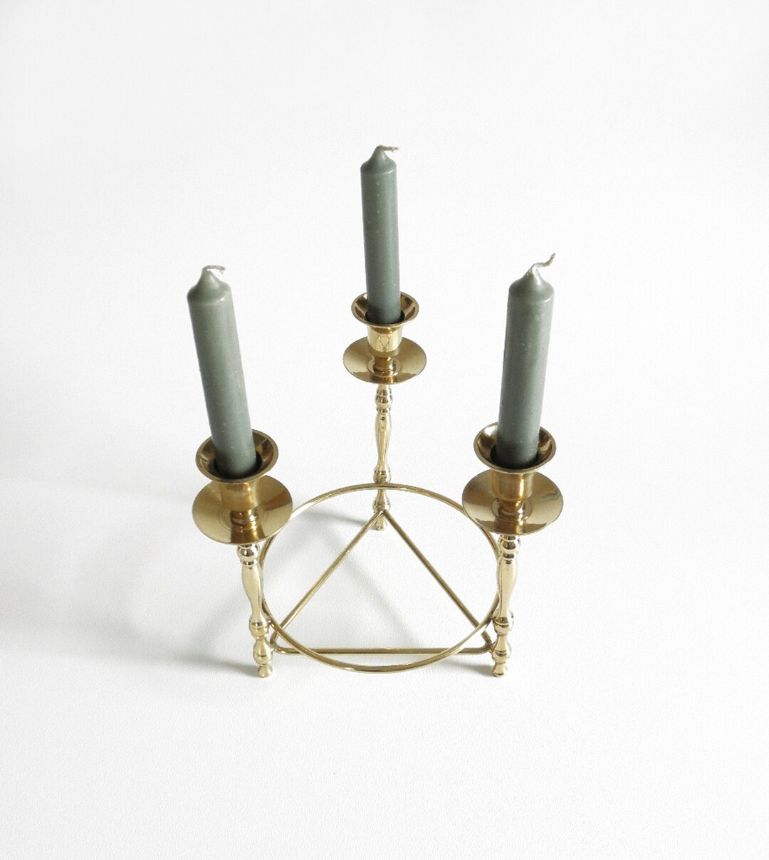 Vintage Brass Geometric Candle Holder Thaumaturgic Triangle & Etsy
