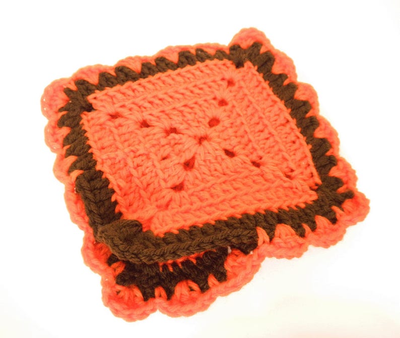 Vintage 70's Hand Knitted Hot Pads Set of 3 Etsy