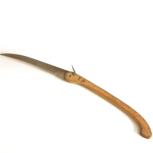 Rare Antique Folding Hand Saw- 38&quot; Long- Pole/ Pruning Saw- Primitive Rustic Hand Saw