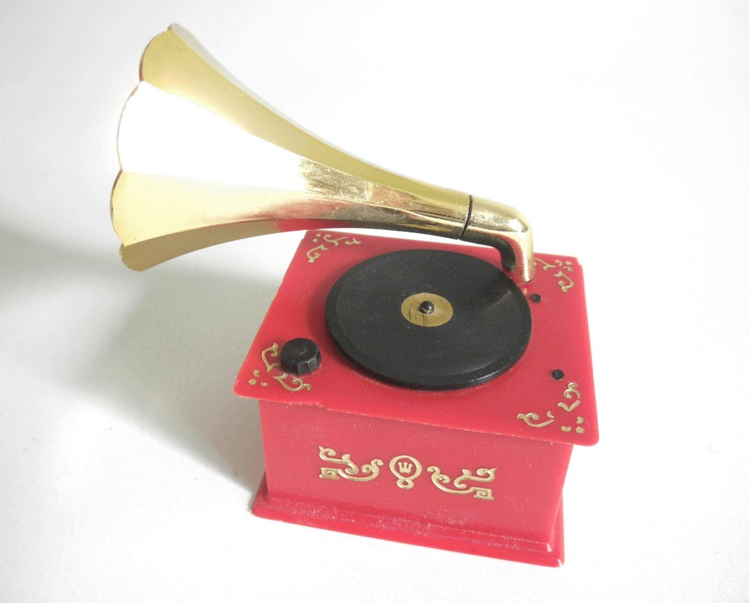 Vintage Mini Victrola Music Box Made in Germany, Works Wind-up 