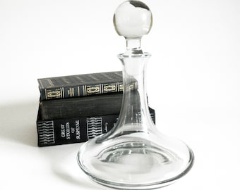 Vintage Clear Glass Genie Bottle Decanter: Mid-Century Barware (10.5")