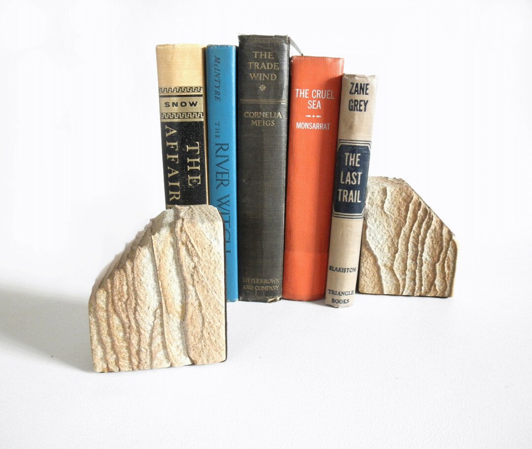 Vintage Natural Sandstone 4 Bookends/ Rock Door Stops Pair of Cut
