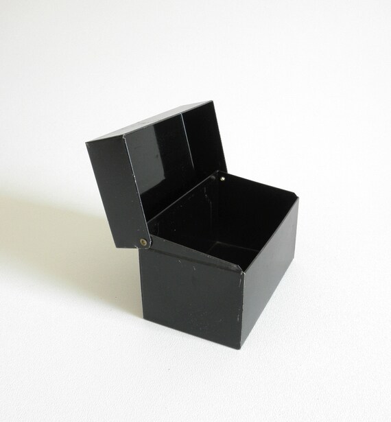 Vintage Black Metal Index Card File Box 3 X 5 Index Card Box Etsy