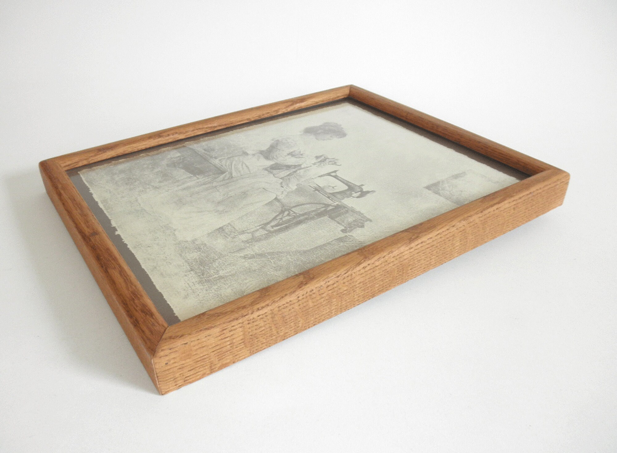 Vintage NORAs frame side 400とretoroism Vintage R. Hendrickson Sepia Print: Victorian Lady at Sewing