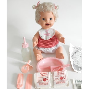 1982 Baby Alive Doll with Original Food Accessories – Eats, Drinks, Wets, Poops Toddler Babydoll