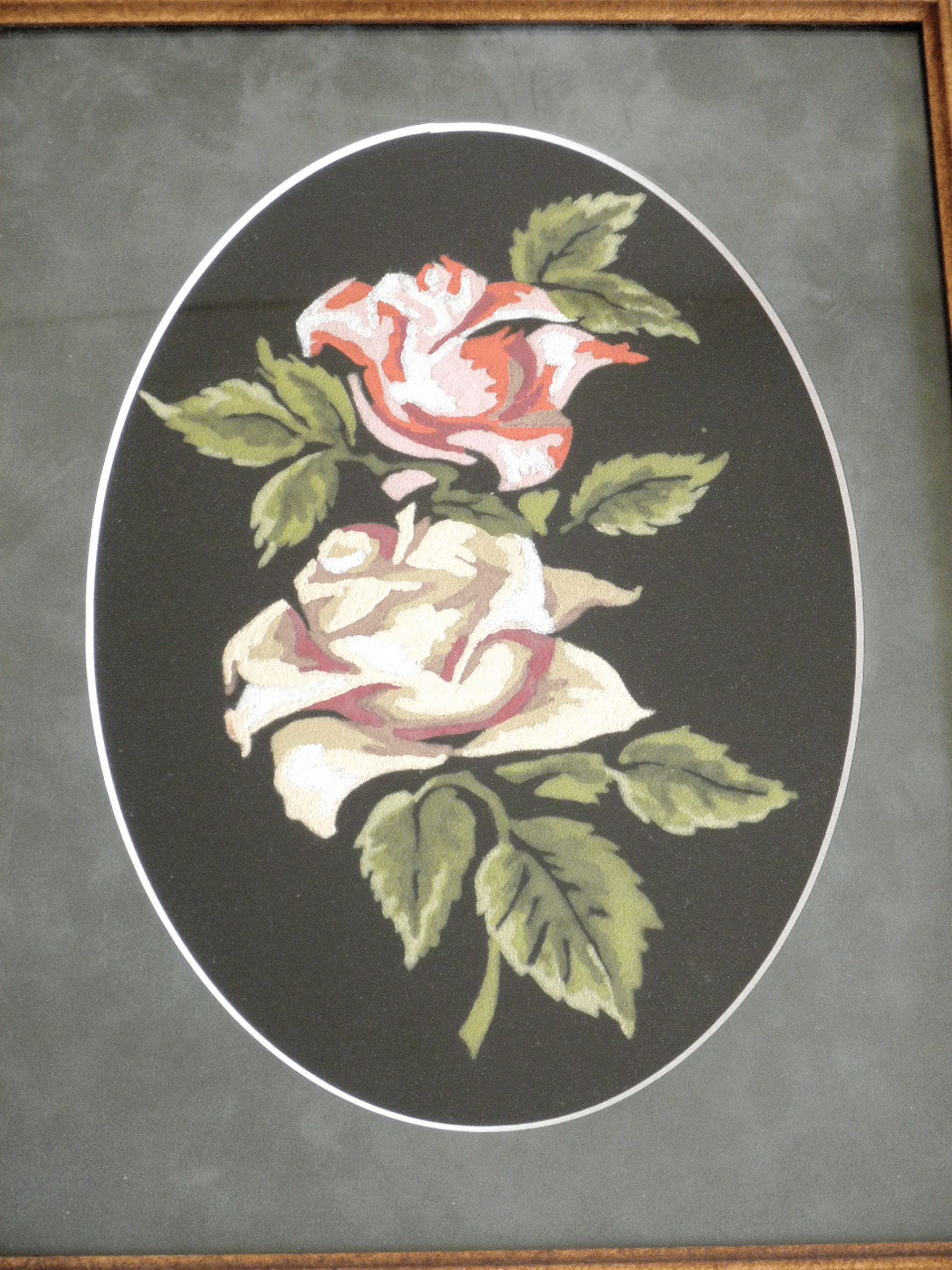 Vintage Black Velvet Paint by Number Still Life Painting
