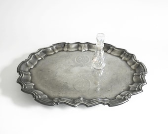 Vintage Silver Plated Regency Style Etched Tray: English Silver Mfg Corp.
