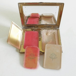 RARE Antique Makeup Compact- Art Deco Black & Gold Case- Helena Rubinstein- Double Powder and Rouge, Art Deco, Very Good Condition