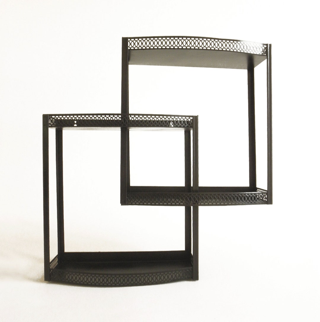 Vintage Black Metal Wall Shelf 4 Tiered Shelves Midcentury Etsy