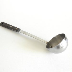 Mid Century Ladle Soup Serving Utensil- Household USA, Stainless Cooking Ladle with Black Bakelite Handle and 1/2 Cup (4oz) Scoop