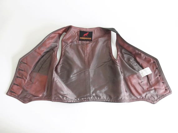 Vintage 1970s Cordovan Genuine Black Leather Vest… - image 9