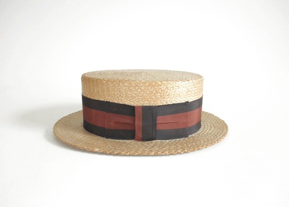 Vintage Boater Straw Hat Men s Skimmer Hat Basher Hat English
