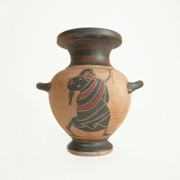 Vintage Greek Pottery Hydria Vase- Ancient Etruscan Reproduction Jar- Olympic Greek God Figures- Hand Painted Terra Cotta Pottery Jar/ Vase