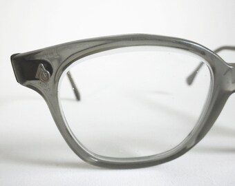 Mid Century American Optical Safety Glasses: Gray AO Flex Fit 