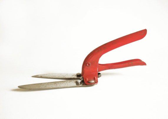Vintage Garden Clippers grass Trimmers Garden Shears Red Metal